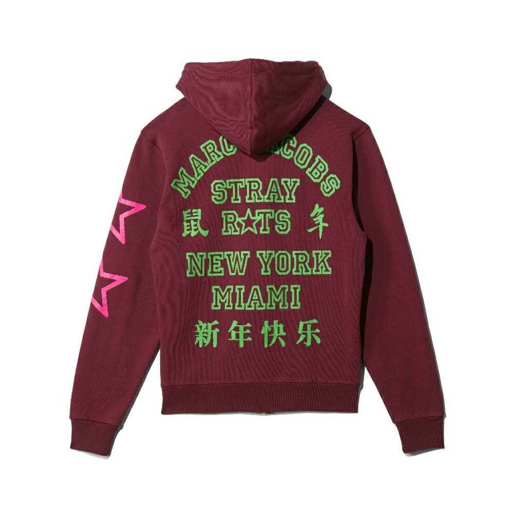 Marc Jacobs Burgundy Stray Rats Edition Zip-Up Hoodie